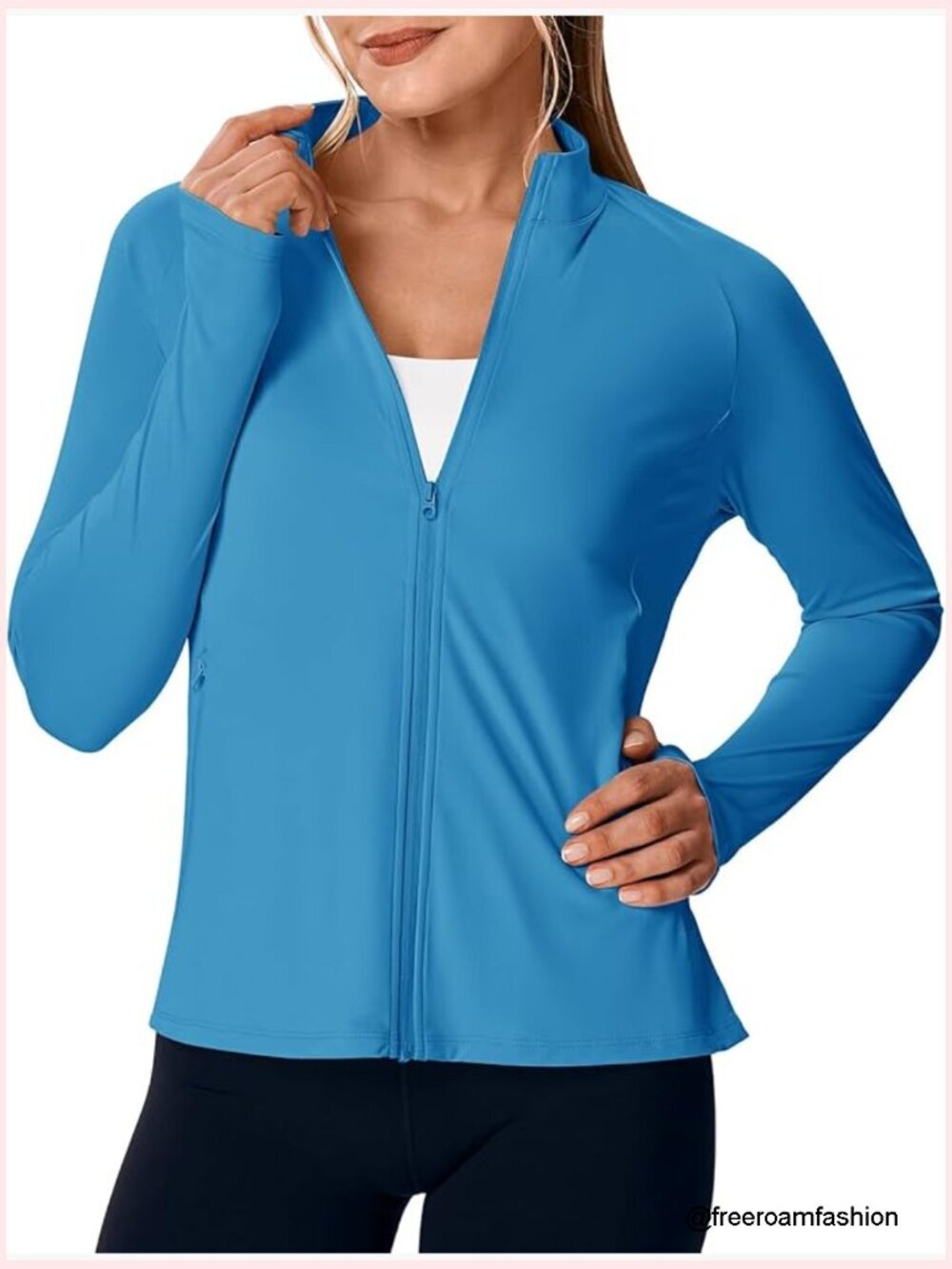UPF 50+ Lightweight Athletic Jacket Full Zip Long Sleeve Packable Running